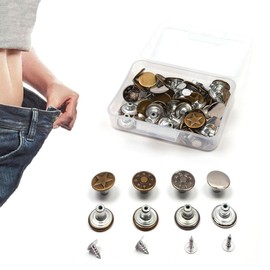 XTTIUN Jean Buttons,17MM Metal Overalls Buttons,Extender Jeans Button,Buttons No Sew Metal Buttons, Extender Waistband Extender Jeans Button 40Pcs