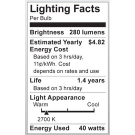 Satco S3215 Intermediate Bulb in Light Finish, 2.63 inches, Pack, Clear