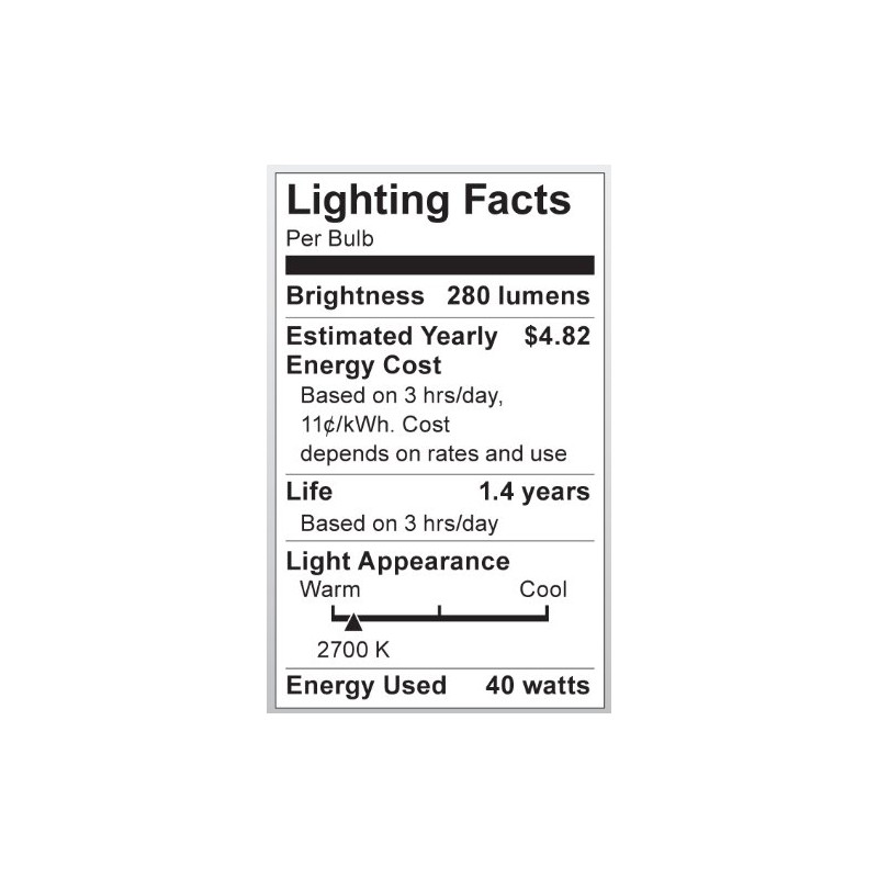 Satco S3215 Intermediate Bulb in Light Finish, 2.63 inches, Pack,