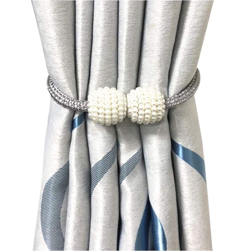 RIJAHO Magnetic Curtain Tiebacks, 2 Pieces Clips Rope Holdbacks Curtain