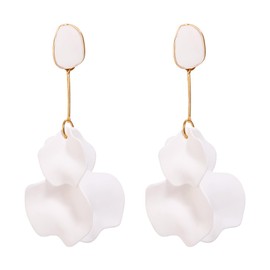 Flyonce White Flower Petal Earrings for Women, Acrylic Rose Dangle Statement Floral Drop