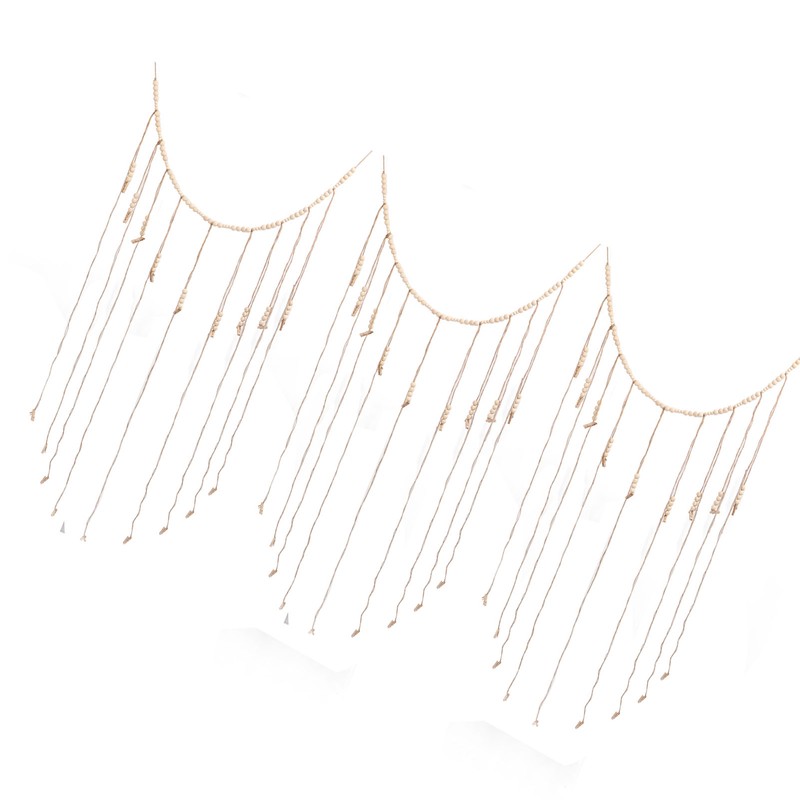 3pcs Hanging Photo Display with Wood Clips Beads DIY 110cm