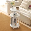 AWASEN Small Round Side Table, White End Table with 3-Tier