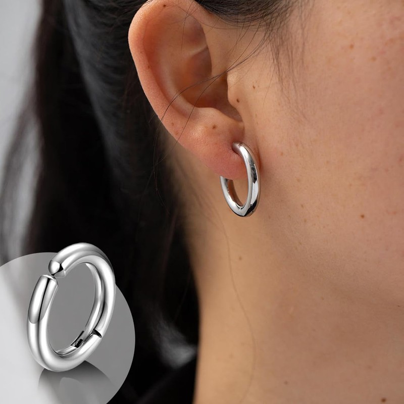TEOZBLU 3 Pairs of Stainless Steel Clip On Ear Studs