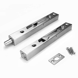 V-CORME (2-Pack) 304 Stainless Steel 6“(15cm) Security Door Bolt Latch, Double Door Lever Action Flush Bolt Latch, French Door Slide Bolt Lock, Brushed Finish