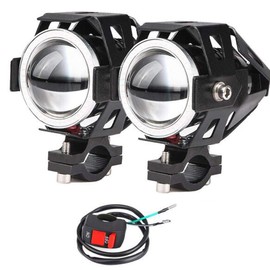 2 x Motorcycle Headlight with Angel Eyes Lights U7 DRL Fog Lights for Cars Bicycle Boat ATV Headlight Front High/Dim/Strobe 3 Modes 3500K Blue Colour Included Switch