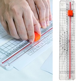 Wefitfix Paper Cutter Multi-functional Slide Cutter for A3/A4/A4/A5/B5/B6 Paper, 5 Sheets, Hidden Blades, Safe to Use, Mini, Slicing Machine, Slide Cutter, Graduations, Rungs for Positioning, Easy to