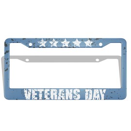 Uanvaha Veterans Day License Plate Holder American Stars Patriotic Metal Car Tag Protector Aluminum License Plate Frame Covers Auto Accessories