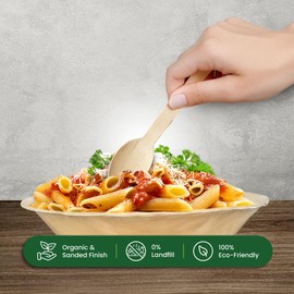 Eco Leaf 100pcs Disposable Wooden Spoons, 16cm, Biodegradable & Compostable Eco-Friendly Cutlery Set for Weddings, Picnics, Parties, Camping & Catering | Sturdy Birch Wood & Bamboo Spoons