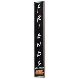 Open Road Brands Friends The TV Series Vertical Wood Wall Decor - Large Friends Welcome Sign With Orange Sofa for Home Decorating