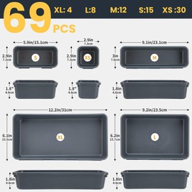 Tool Box Organizer Tray Divider Set, Toolbox Drawer Organizer, 69Pcs Tool Chest Drawer Organizer, Tool Box Tray for Rolling Tool Chest Cart Cabinet WorkBench Organization and Storage for Hardware