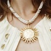 DIONFEI Exquisite Gold Sun Pendant Beige Rope Necklace - Retro