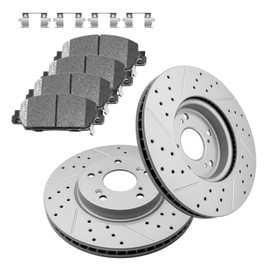 Fraxle Front Drilled & Slotted Disc Brake Rotors and Ceramic Brake Pads kit for Honda Accord 2013 2014 2015 2016 2017 2018 2019 2020 2021 2022 2023
