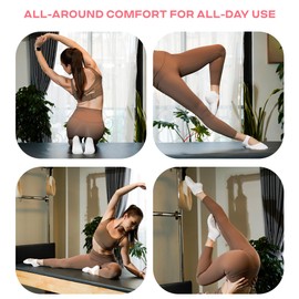 CoolMate Pilates Socks with Grips for Women, Yoga Socks, Crew Non Slip Women for Workout, Barre, Pilates Gifts (US, Numeric, 6, 10, Regular, Regular, 2 Pairs Open Top White)