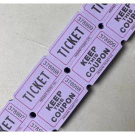 Indiana Ticket Company 200 Double Stub Raffle Tickets Split the Pot 50/50 2 Part Folded As Pictured - Purple