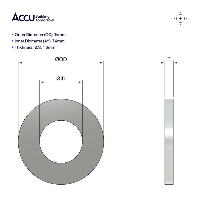 Accu - M7 x 14mm Form A Flat Washers (DIN
