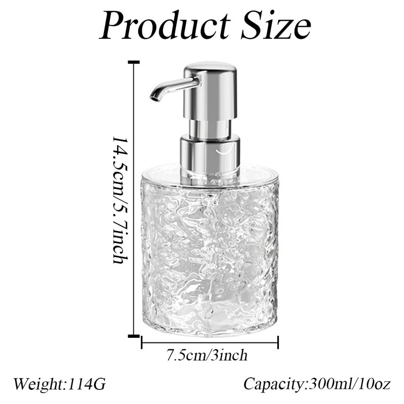300ml/10oz Empty Transparent Plastic Round Soap Dispenser with Silver Pump