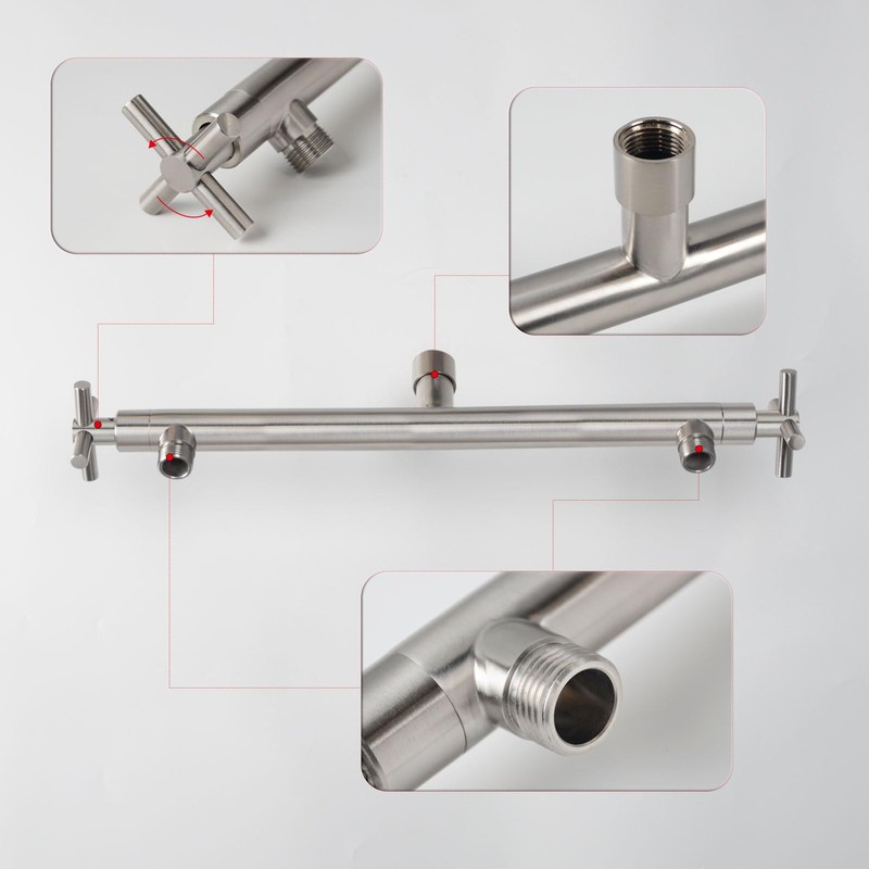 HAOXIN Shower Head Manifold with Double Outlet and Shut Off