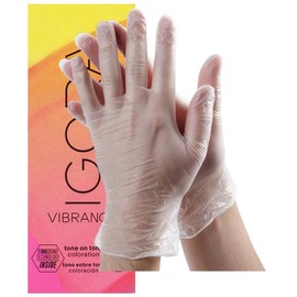 IgoraVibrance 9-55 Extra Light Blonde Gold Extra Tone On Tone Alcohol-Free Demi-Permanent Hair Color 2 Fl Oz with Clear Powdered Medium Vinyl Gloves (Bundle)