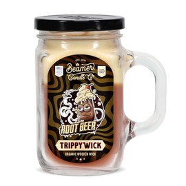 Beamer Candle Co. -Root Beer & Vanilla Ice Cream Scent – Notes of Root Beer, Vanilla, Rum & Sugar - Odor Eliminating -High Fragrance - Wood Wick Candle - Large 12oz Mason Jar - 90 Hour Burn Time