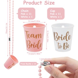 LONTOM 12 Pcs Hen Party Shot Glasses, Plastic Shot Glasses with Necklace, Bride and Team Bride Hen Party Cups, Funny Hen Party Accessories for Wedding Bachelorette Party Bridal Party