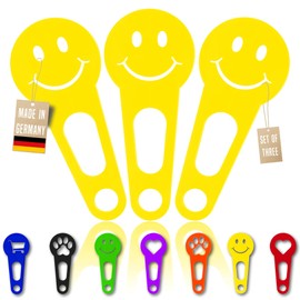 OnAir 3 x Shopping Trolley Remover for Removing as a Key Chain; Shopping Trolley Token Immediately Removable, Set of 3, Handmade (Yellow, Happy Face)