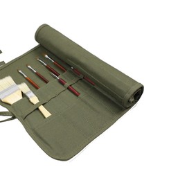 Priaora Holes Paint Brush Bag 30 Holes Paint Brush Bag Roll Up Canvas Paint Brush Case Artist Acrylic Oil Watercolour Brushes Case, Gouache Watercolor Oil Brush Storage Holder (K62-1)