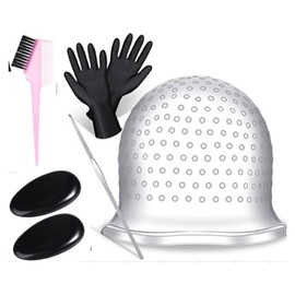 KGDUYC Highlight Cap, Highlight Foil, Bleaching Powder Set, Highlight Set, Hair Dye Brush, 7-Piece Hair Dye Tool Set