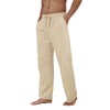 Puimentiua Cotton Linen Pants Men Casual Loose Fit Elastic Drawstring