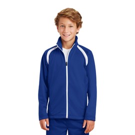 SPORT-TEK Youth Tricot Track Jacket, True Royal/White, X-Small