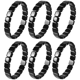 6Pcs Hematite Bracelet for Men Large Size Natural Hematite Beaded Bracelets - Emotional Balance Boost Confidence Energy Healing Bracelets for Men Inspirational Jewelry Gifts