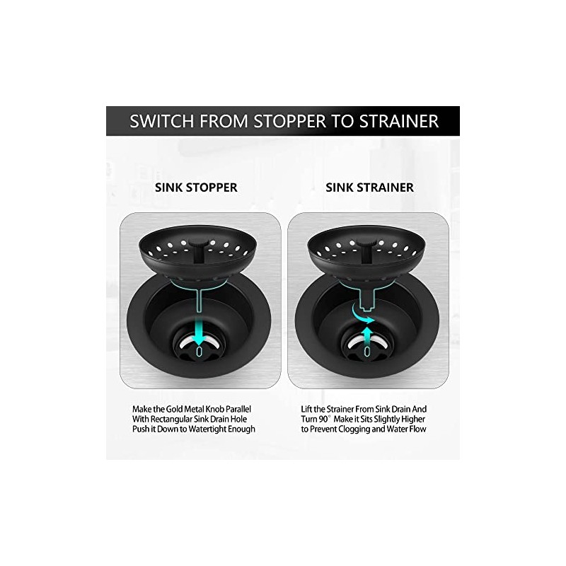 Black Sink Drain 3-1/2 Inch Matte Black Kitchen Sink Drain
