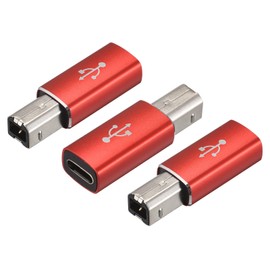 sourcing map USB C Female to MIDI Convert Adapter, Type-C to USB B Adapter Red for Printers, Laptop, Tablet, Piano, Synthesizers, Pack of 3