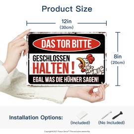 Putuo Decor Blechschild, Farmhouse Vintage Metallschild Hühner Deko Blechschilder, 20 x 30 cm hühner deko