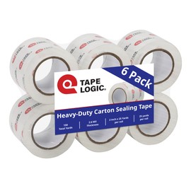 Tape Logic Heavy Duty 2in x 25yd Clear Packaging Tape Dispenser Refills (6-Pack), Strong Clear Packing Tape Roll Ideal for Shipping & Moving Boxes