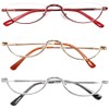 REAVEE 3 Pack Half Frame Retro Designer Alloy Reading Glasses