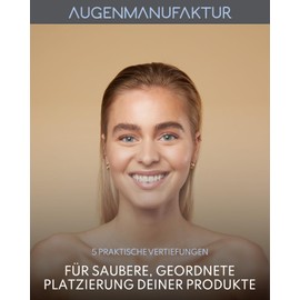 Augenmanufaktur Palette di miscelazione in metallo con spatola, tavolozza per colori e lozioni, 5 scomparti, acciaio inox