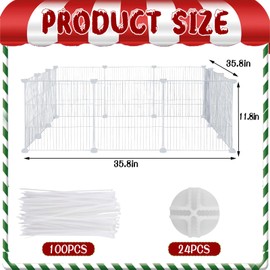 12 Pieces Christmas Tree Fences, White Metal Christmas Tree Gate Panels Picket Fence Pets Cat Proof Indoor Garden Decoration Fence for Holiday Party Office Home Christmas Tree Decor