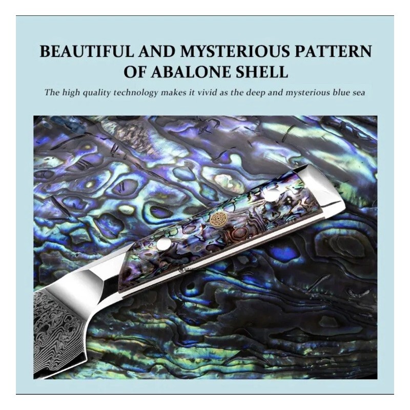 Void Blades Japanese AUS-10 Damascus Steel Full Tang Abalone Shell