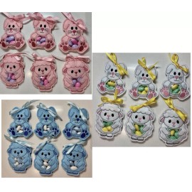 Handmade Baby Shower Favors Boy Girl  Bunnies & Lambs SEE SHIPPING FOR MULTIPLE ITEMS