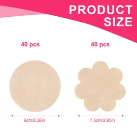LuLiyLdJ 80 Pieces Invisible Nipple Shields, Disposable Nipple Covers Nipple Cover Breast Petals Stickers, Women's Nipple Covers, Breathable Nipple Covers, Round & Plum