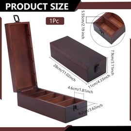 PH PandaHall Wooden Card Organizer Business Card Holder 5x9.4 cm Index Card Holder Card Storage Box Wood Desk Organizers with 5 Dividers for Office Business Classroom Home Desk, 28x11x7.9 cm