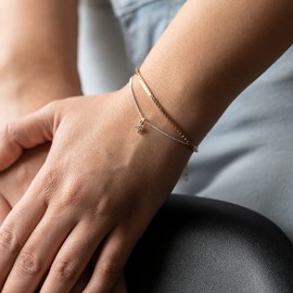 MATERIA by Matthias Wagner SA-127 Women's Bracelet Rose Gold 925 with Zirconia Pendant, Sterling Silver