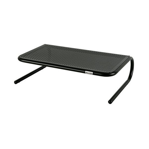 Allsop Large Metal Art Monitor Stand, 18-Inch wide platform holds 50 lbs with keyboard storage space - Black (30336)