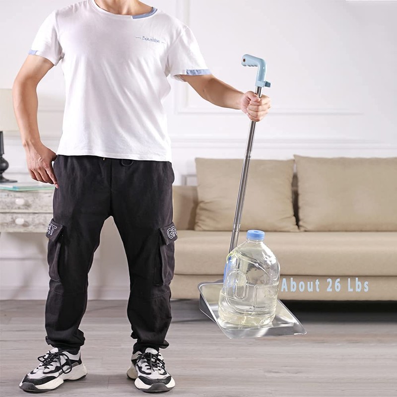 YONILL Dust Pans with Long Handle - Metal Upright Dustpan