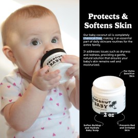 Coconut Baby Oil for Hair & Skin Care, Natural & Organic, Coconut Oil for Cradle Cap, and Infant Scalp Relief, Hair Oil for Adult and Newborn, Sensitive Skin Moisturizer, Unscented - 2 fl oz