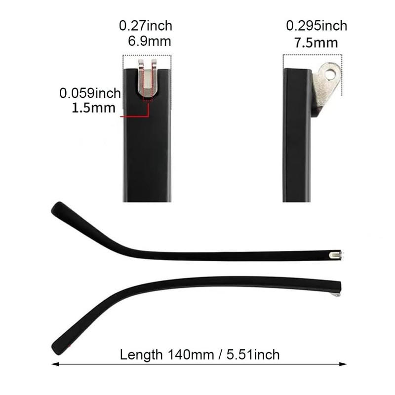 Eyeglasses Arms 1 Pair Glasses Sunglasses Replacement Temple TR90 Plastic