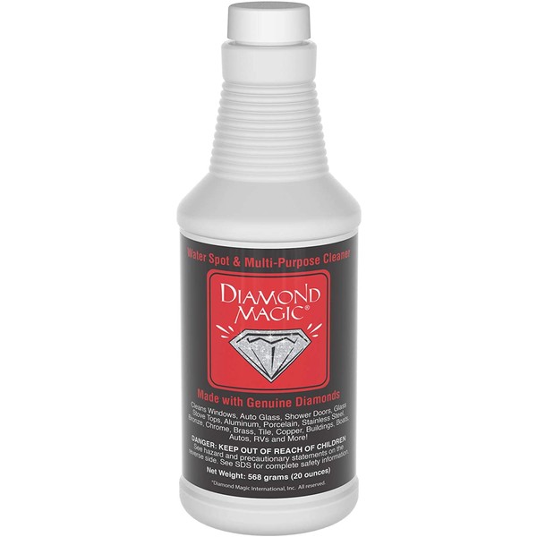 Diamond Magic - Water Spot & Multi-Purpose Cleaner (20 Ounces) Clean with The Power of Genuine Diamonds! NSF Approved Professional Cleaner/Hard Water Stain Remover. Made in The USA!