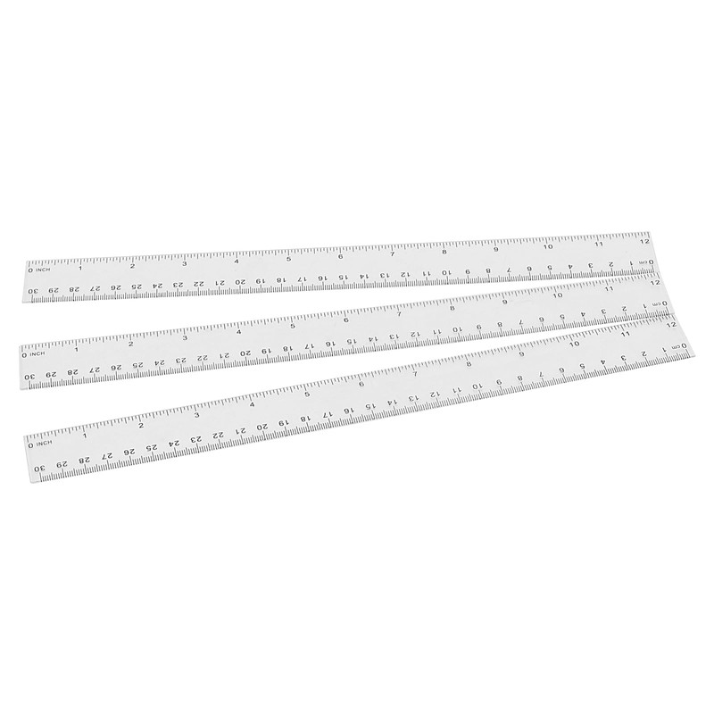 TAICHEUT 60 PCS 30cm Clear Plastic Ruler, 12 Inch Plastic