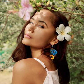 Butterfly Dangle Earrings Faux Leather Butterfly Wing Earrings Trendy Boho Hook Earrings Women Girls Fashion Accessories (colored butterfly)